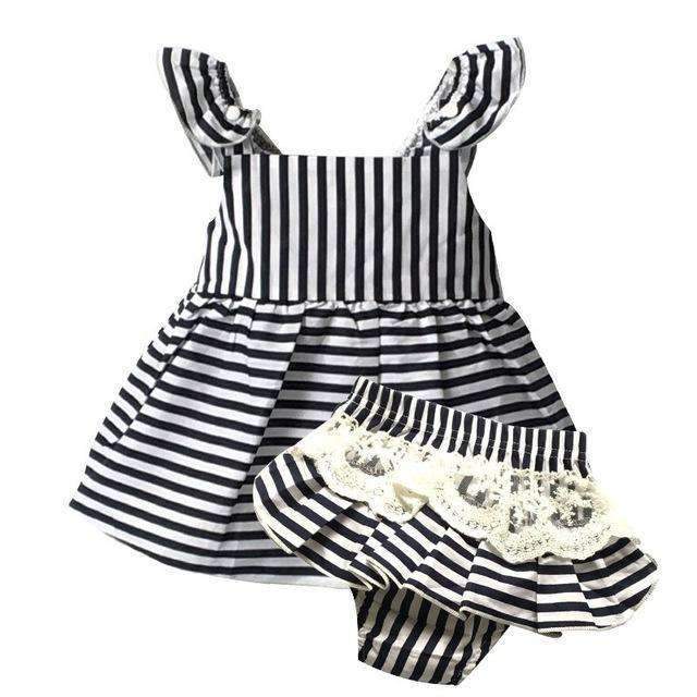 Baby clothes Fashion Blue baby suits Baby kerchief+ sleeveless dress+ gingham plaid pant New arrived free shipping baby clothes-Blue-6M-JadeMoghul Inc.