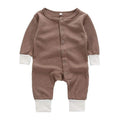 Baby Clothing Newborn Solid Color Comfortable Button Long Sleeves Jumpsuit TIY