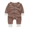 Baby Clothing Newborn Solid Color Comfortable Button Long Sleeves Jumpsuit TIY