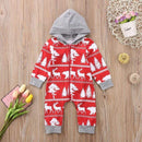 Baby Clothing One Piece Baby Infant Toddler Cotton Christmas Print Hooded Jumpsuit TIY