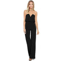 Baby Clothing Plain Color Women V Neck Strapless Wide-leg Jumpsuits TIY