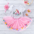 Baby Clothing Pretty Baby Girl Cotton Unicorn Flower Print Bodysuit And Pink Fresh Skirt With Headband TIY