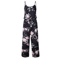 Baby Clothing Rose Print Spaghetti Strap Loose Pattern Casual Summer Jumpsuits TIY
