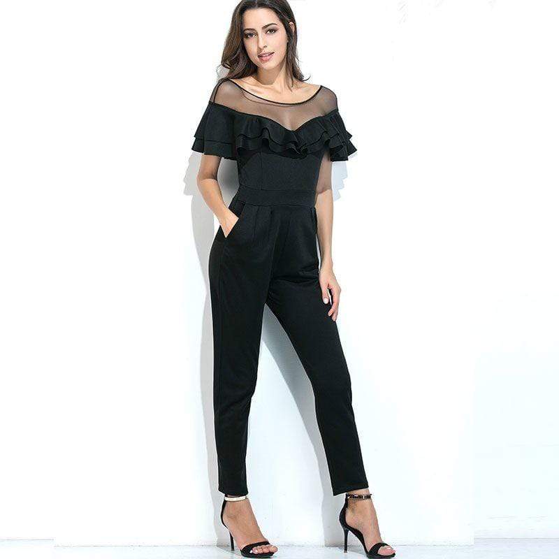 Baby Clothing See-through Mesh Patchwork Ruffled Short-sleeve Jumpsuits TIY