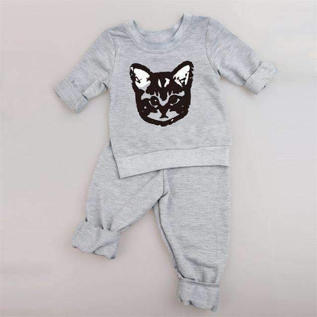 Baby Clothing Sets 2016 Spring Autumn Baby Boys girls Clothes Long Sleeve T-shirt+Pants 2Pcs Suits Children Clothing-gray maotou-3M-JadeMoghul Inc.