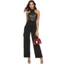 Baby Clothing Sexy Backless Lace Halter Neck Women Patchwork Jumpsuits TIY