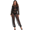 Baby Clothing Sexy Lady See-through Fishing Net Pattern Long-sleeve Jumpsuits TIY