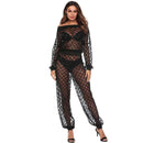 Baby Clothing Sexy Lady See-through Fishing Net Pattern Long-sleeve Jumpsuits TIY