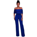 Baby Clothing Sexy Off-shoulder Design Women Solid Color Lace Portrait Jumpsuits TIY