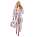 Baby Clothing Sexy Party Queen Women See-through Ruffle Lace Fabric Jumpsuits TIY