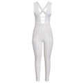 Baby Clothing Sexy Women Solid Color Rib-knit Pattern Cut Out Sleeveless Jumpsuits TIY