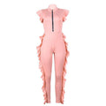 Baby Clothing Solid Color Creative Ruffled Design Women Zipper Pattern Jumpsuits TIY