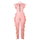 Baby Clothing Solid Color Creative Ruffled Design Women Zipper Pattern Jumpsuits TIY