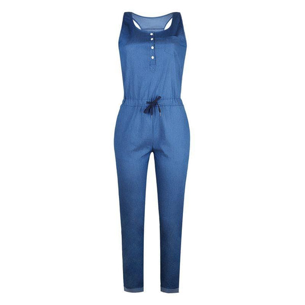 Baby Clothing Solid Color Denim Fabric Women Casual Tank Pattern Jumpsuits TIY