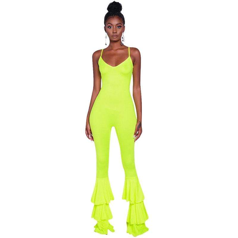 Baby Clothing Solid Color Layered Design Women Spaghetti Strap Jumpsuits TIY