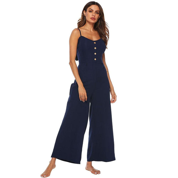 Baby Clothing Solid Color Sexy Knotted Back Women Spaghetti Strap Jumpsuits TIY