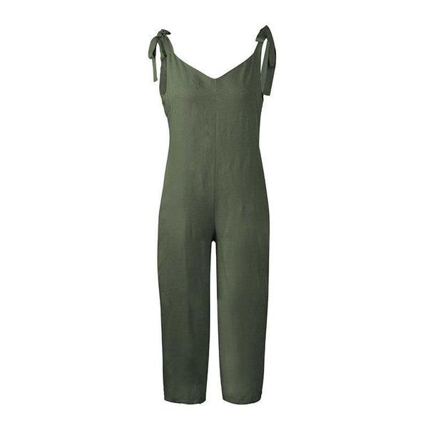 Summer Casual Loose Pattern Sexy Backless Jumpsuits