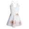 Baby Clothing Sweet Deep V Neck Lace Patchwork Floral Printed Swing Hemline Backless Rompers TIY