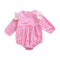 Toddler Girls Long Sleeves Cotton Pink Plaid Printed Bodysuit