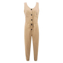 Baby Clothing Tooling Style Women Button Drawstring Design Chiffon Jumpsuits TIY