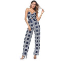 Unique Contrast Geometric Print Women Knotted Casual Jumpsuits