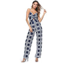 Unique Contrast Geometric Print Women Knotted Casual Jumpsuits