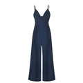 Vacation Style Women V Neck Sleeveless Spaghetti Strap Wide-leg Jumpsuits