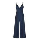 Vacation Style Women V Neck Sleeveless Spaghetti Strap Wide-leg Jumpsuits