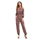 Baby Clothing Vintage Geometric Print Women Off-the-shoulder Long-sleeve Jumpsuits TIY