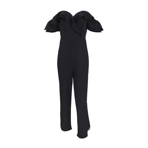 Women Sexy Tube Pattern Solid Color Off-shoulder Backless Jumpsuits