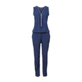 Women Solid Color Sleeveless V Neck Lace-up Waistline Casual Jumpsuits With Zipper