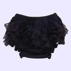 Baby Cotton shorts lace Bloomers cute Baby Diaper Cover Newborn Flower Shorts Toddler fashion Summer Satin Pants with Skirt-Black-3M-JadeMoghul Inc.