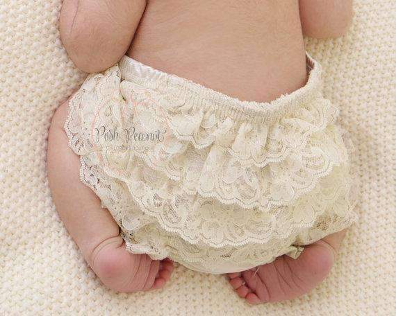 Baby Cotton shorts lace Bloomers cute Baby Diaper Cover Newborn Flower Shorts Toddler fashion Summer Satin Pants with Skirt-Ivory-3M-JadeMoghul Inc.