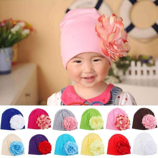 Baby Flower Hat Newborn Girl Cotton Beanie Cap Peony Flower Infant Spring Hat Children Accessories Retail SW057-Color 1-M-JadeMoghul Inc.