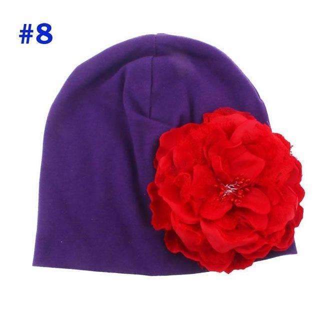 Baby Flower Hat Newborn Girl Cotton Beanie Cap Peony Flower Infant Spring Hat Children Accessories Retail SW057-Color 8-M-JadeMoghul Inc.