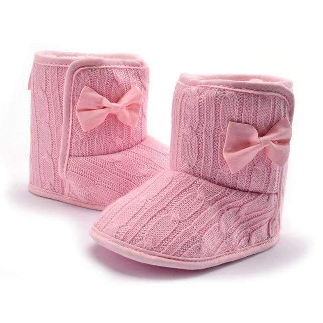 Baby Girl Cable Knit Soft Winter Booties-Light Pin-1-JadeMoghul Inc.