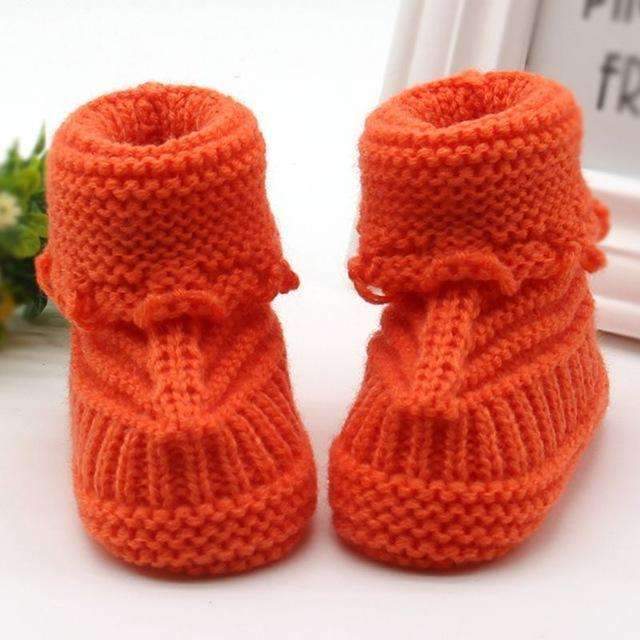 Baby Girl Handmade Newborn Knit Booties-Orange-0-6 Months-JadeMoghul Inc.