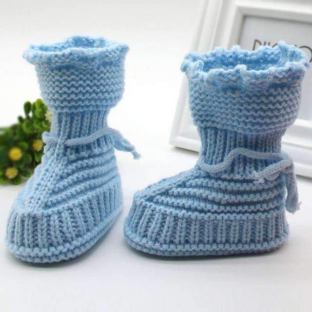Baby Girl Handmade Newborn Knit Booties-Sky Blue-0-6 Months-JadeMoghul Inc.