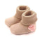 Baby Girl Machine Knit Flower Booties-khaki-1-JadeMoghul Inc.