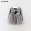 Baby Girls Cat Print Tutu Skirt Party Dress-gray cat dress-6M-China-JadeMoghul Inc.