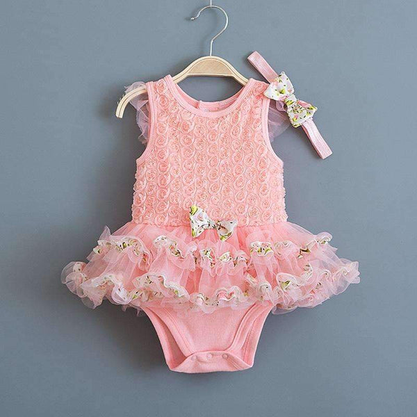 Baby Girls Lace Flowers Sleeveless Bodysuit With Headband-Rainbow-12M-JadeMoghul Inc.