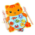 Baby Kids Magnetic Fishing Game Board Wooden Animal Frog Cat Fishing Toy with 2 Fishing Rod-2-JadeMoghul Inc.