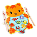 Baby Kids Magnetic Fishing Game Board Wooden Animal Frog Cat Fishing Toy with 2 Fishing Rod-2-JadeMoghul Inc.
