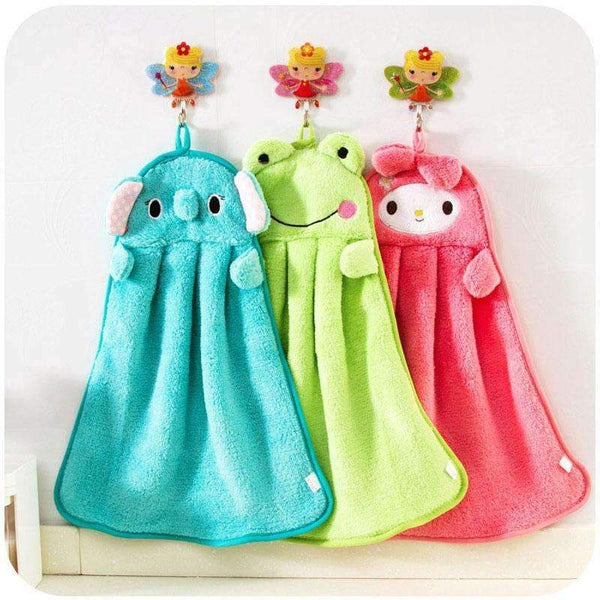 Baby Nursery Hand Towel baby bath towels Toddler Soft Plush Cartoon Animal Wipe Hanging Bathing Towel For Children Bathroom-style 1-JadeMoghul Inc.