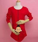 "Baby Peeking Out" Long-sleeve Maternity Shirt-Red-S-JadeMoghul Inc.