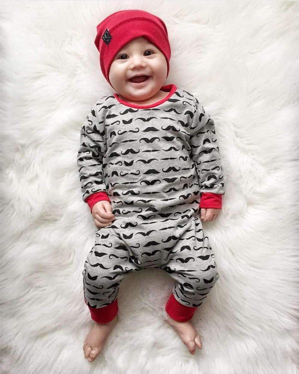 Baby Rompers Children Autumn Clothing Newborn Baby Clothes Cotton Long Sleeve Mustache Printed Baby Boy Jumpsuit-0-3 months-JadeMoghul Inc.