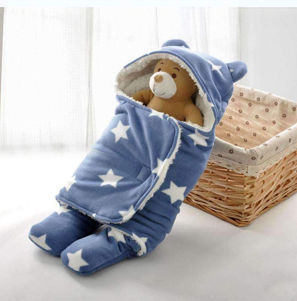 Baby Sleep Sack Winter Warm Baby Sleeping Bag for Stroller Newborn Swaddle Blanket With White Fleece Baby Bedding Accessories-S 65x75cm-JadeMoghul Inc.