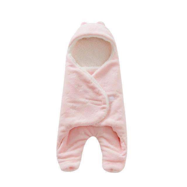 Baby Sleeping Bag 68*80cm Coral Fleece baby swaddle blanket Winter Footmuff Saco Bebe Cochecito Dormir Sac De Couchage Enfant-Pink-JadeMoghul Inc.