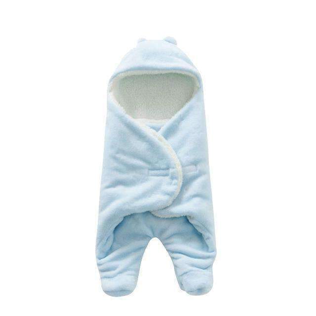 Baby Sleeping Bag 68*80cm Coral Fleece baby swaddle blanket Winter Footmuff Saco Bebe Cochecito Dormir Sac De Couchage Enfant-Sky Blue-JadeMoghul Inc.