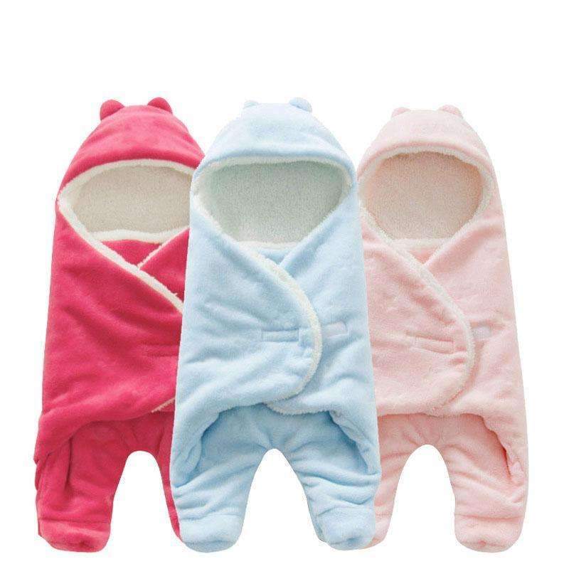 Baby Sleeping Bag 68*80cm Coral Fleece baby swaddle blanket Winter Footmuff Saco Bebe Cochecito Dormir Sac De Couchage Enfant-Sky Blue-JadeMoghul Inc.